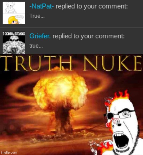 image tagged in truth nuke | made w/ Imgflip meme maker