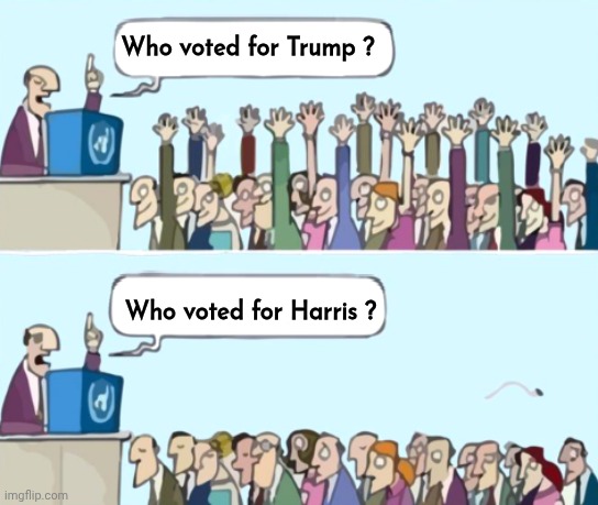 raise your hand blank speech bubbles | Who voted for Trump ? Who voted for Harris ? | image tagged in raise your hand blank speech bubbles | made w/ Imgflip meme maker