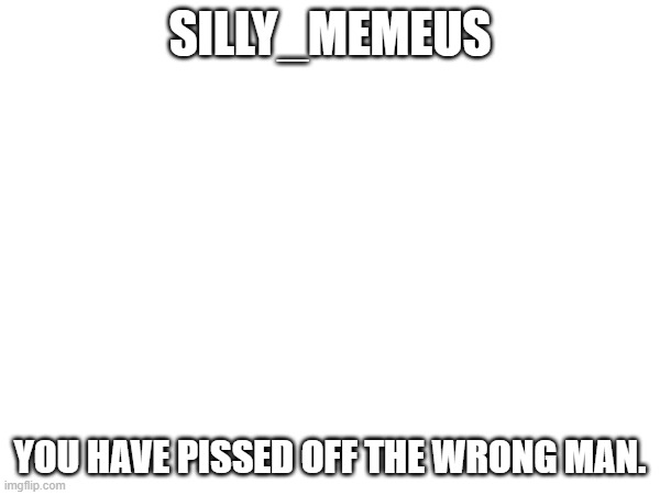 SILLY_MEMEUS; YOU HAVE PISSED OFF THE WRONG MAN. | made w/ Imgflip meme maker