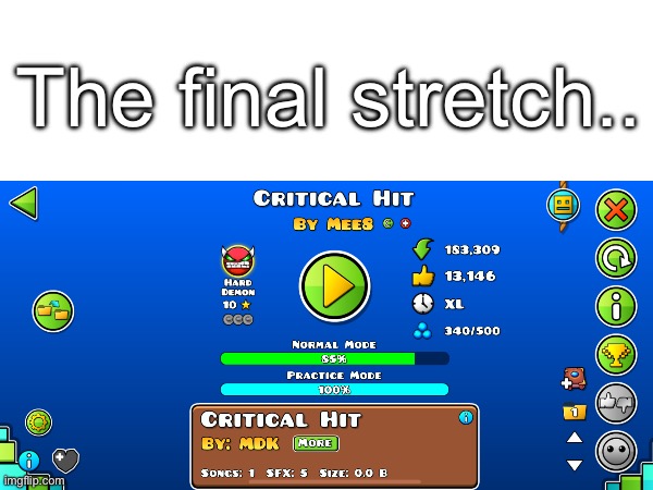 85… | The final stretch.. | image tagged in geometry dash,fail | made w/ Imgflip meme maker