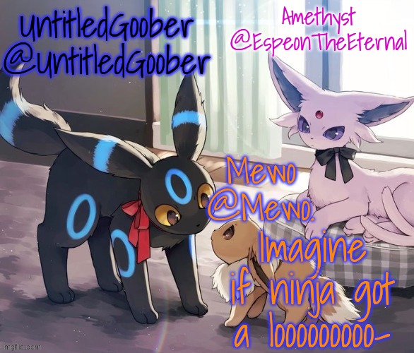 Imagine if ninja got a looooooooo- | image tagged in untitledgoober mewo amethyst shared temp | made w/ Imgflip meme maker