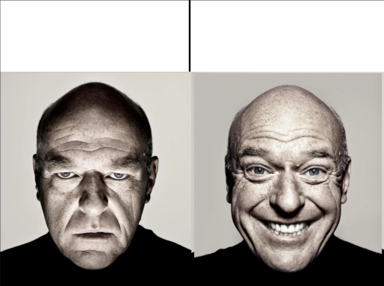 Guy Serious Then Happy Blank Meme Template