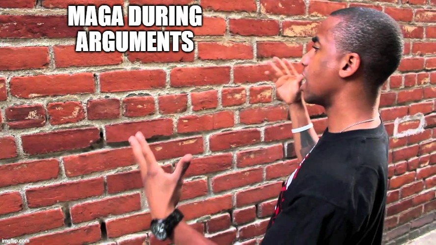 Talking to wall | MAGA DURING ARGUMENTS | image tagged in talking to wall | made w/ Imgflip meme maker