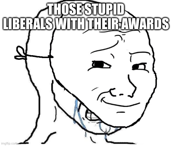 Wojak mask | THOSE STUPID LIBERALS WITH THEIR AWARDS | image tagged in wojak mask | made w/ Imgflip meme maker