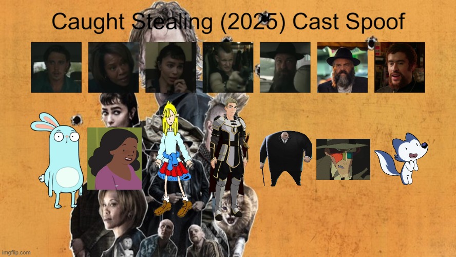 Credit to Waldness Topic International for this used | image tagged in meme,memes,spoof cast,caught stealing,characters,roles | made w/ Imgflip meme maker
