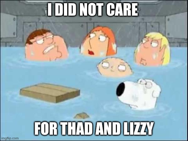 i did not care for them | I DID NOT CARE; FOR THAD AND LIZZY | image tagged in i did not care about the godfather,murder drones | made w/ Imgflip meme maker