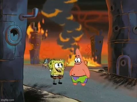 image tagged in we did it patrick we saved the city | made w/ Imgflip meme maker