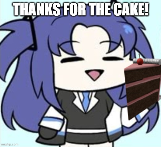 Yuuka Relieved | THANKS FOR THE CAKE! | image tagged in yuuka relieved | made w/ Imgflip meme maker