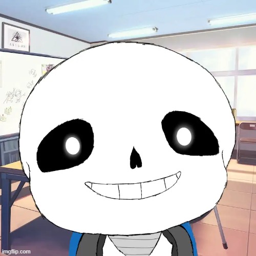 POV: Sans in BA chibi style (Credit to Arkster-sensei from YT) | image tagged in blue archive,undertale | made w/ Imgflip meme maker