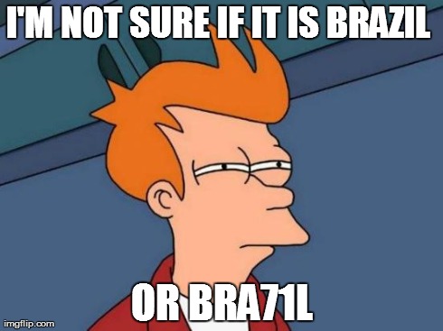 Futurama Fry | I'M NOT SURE IF IT IS BRAZIL  OR BRA71L | image tagged in memes,futurama fry | made w/ Imgflip meme maker