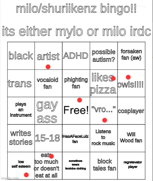 updated milo/mylo bingo | image tagged in updated milo/mylo bingo | made w/ Imgflip meme maker