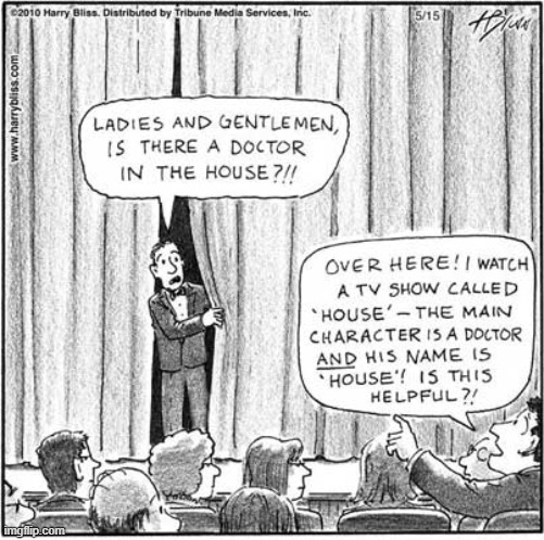 Is there a Doctor Named House? | image tagged in vince vance,cartoons,doctors,house,theater,curtain | made w/ Imgflip meme maker