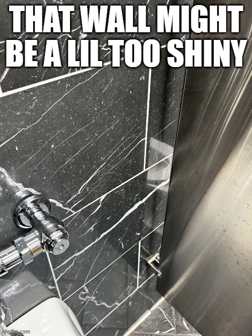 Shiny Wall | THAT WALL MIGHT BE A LIL TOO SHINY | image tagged in you had one job | made w/ Imgflip meme maker