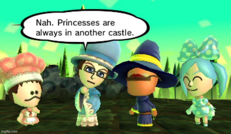 miitopia is the only game where you can have scott the woz, miku, hamburger and a funny guy on an adventure | made w/ Imgflip meme maker