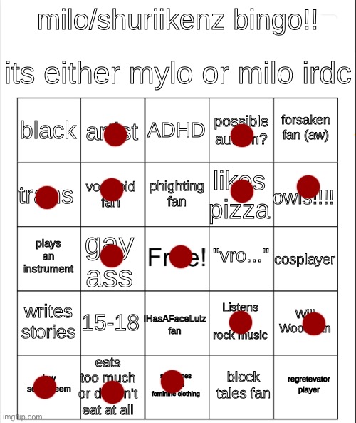 updated milo/mylo bingo | image tagged in updated milo/mylo bingo | made w/ Imgflip meme maker