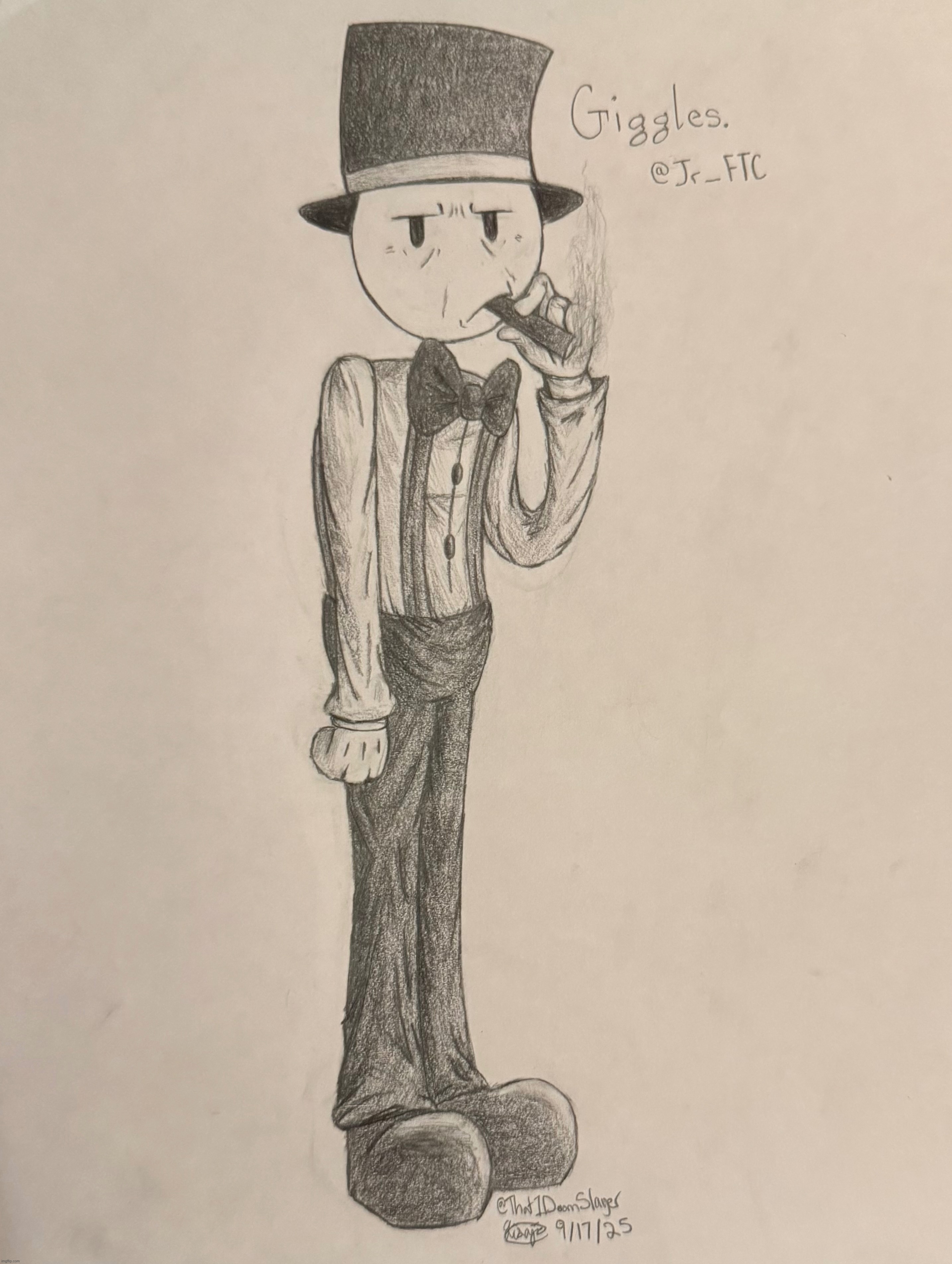 Finally did the mr giggles fanart, took me way longer than it shouldve but i still got it done :D | image tagged in drawing,uhhh,idk what else to put here,been working on my cosplay,might post that soon | made w/ Imgflip meme maker