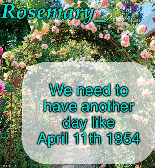 Look it up | We need to have another day like April 11th 1954 | image tagged in rosemary_ template | made w/ Imgflip meme maker
