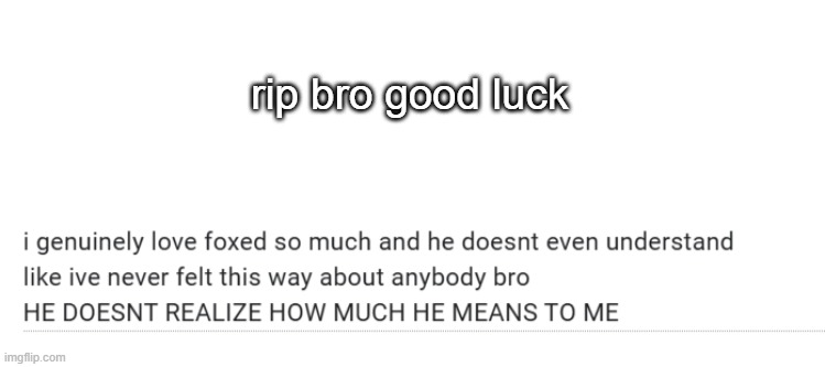 d | rip bro good luck | image tagged in blank white template | made w/ Imgflip meme maker