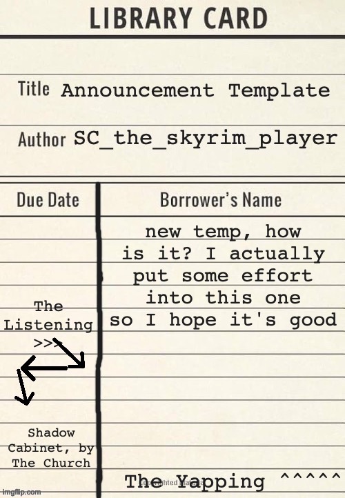SC's vintage temp | new temp, how is it? I actually put some effort into this one so I hope it's good; Shadow Cabinet, by The Church | image tagged in sc's vintage temp | made w/ Imgflip meme maker