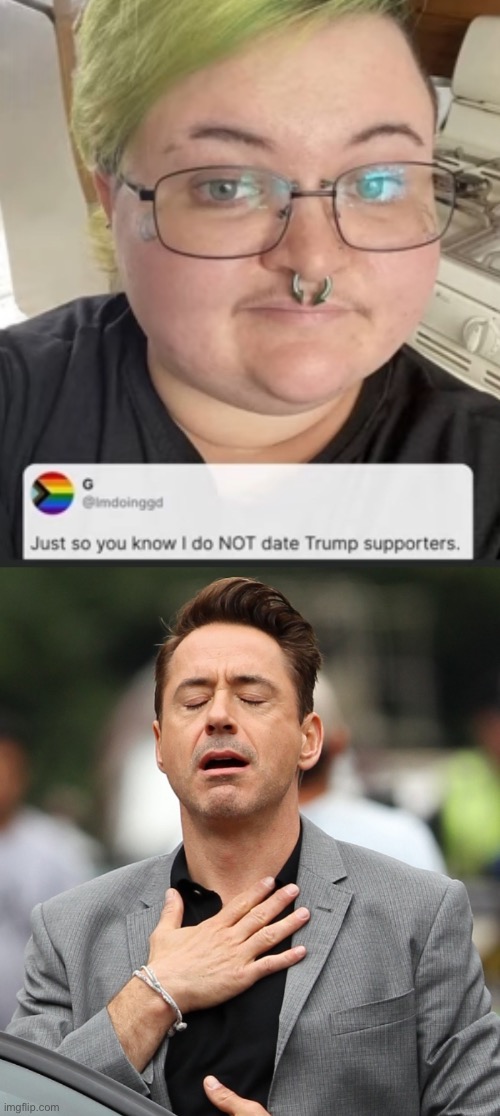 image tagged in relieved rdj | made w/ Imgflip meme maker