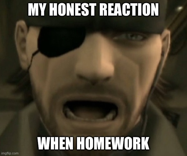 Relatable | MY HONEST REACTION; WHEN HOMEWORK | image tagged in memes,homework,relatable,metal gear solid,scared | made w/ Imgflip meme maker