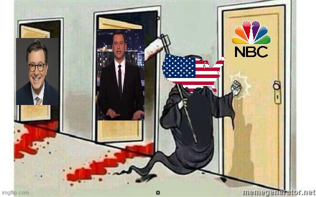 Jimmy Kimmel fired meme | image tagged in grim reaper knocking door,memes,jimmy kimmel,jimmy kimmel fired,politics,stephen colbert | made w/ Imgflip meme maker