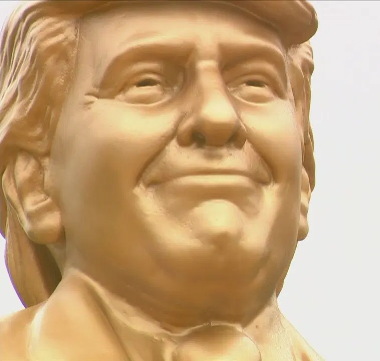 Gold Trump Statue Face Blank Meme Template