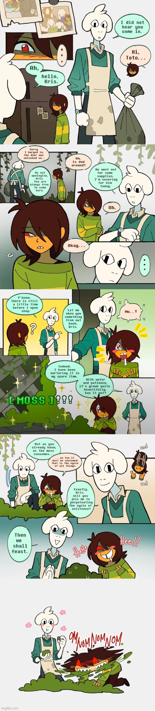 Found this awesome comic | image tagged in togore,kris,moss | made w/ Imgflip meme maker