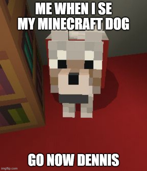 Minecraft Good Boy | ME WHEN I SE MY MINECRAFT DOG; GO NOW DENNIS | image tagged in minecraft good boy | made w/ Imgflip meme maker