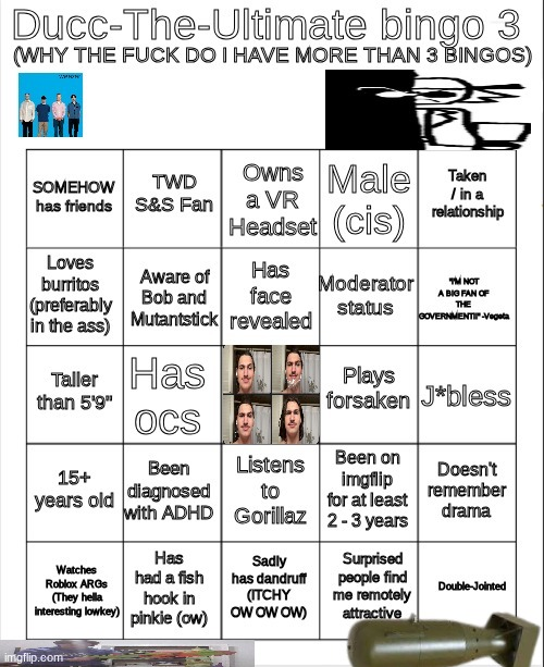 High Quality Ducc-The-Ultimate bingo 3 Blank Meme Template