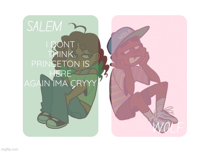 moons n foxed - Salem and Wolf temp #4 | I DONT THINK PRINCETON IS HERE AGAIN IMA CRYYY | image tagged in moons n foxed - salem and wolf temp 4 | made w/ Imgflip meme maker