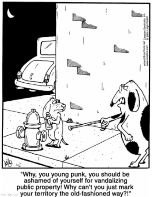 Rubes | image tagged in comics,rubes,dogs,fire hydrant,signal,spray paint | made w/ Imgflip meme maker