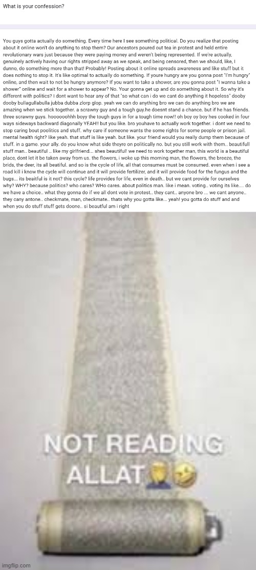 image tagged in i aint reading allat | made w/ Imgflip meme maker