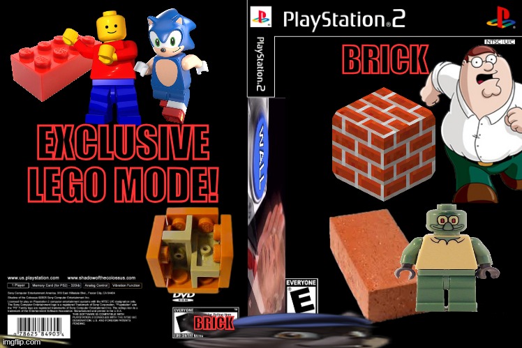 Had a dream of this game | BRICK; EXCLUSIVE LEGO MODE! BRICK | image tagged in ps2 game cover template,sly cooper,peter griffin,lego,legos,sonic | made w/ Imgflip meme maker
