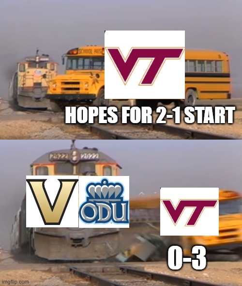 A train hitting a school bus | HOPES FOR 2-1 START; 0-3 | image tagged in a train hitting a school bus | made w/ Imgflip meme maker