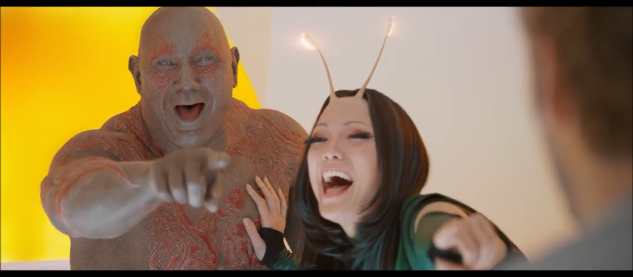 Drax Pointing with Mantis Blank Meme Template