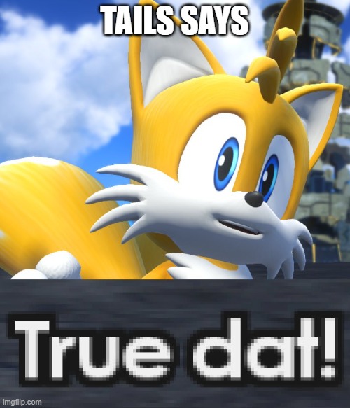 Tails True Dat Sonic Forces | TAILS SAYS | image tagged in tails true dat sonic forces | made w/ Imgflip meme maker