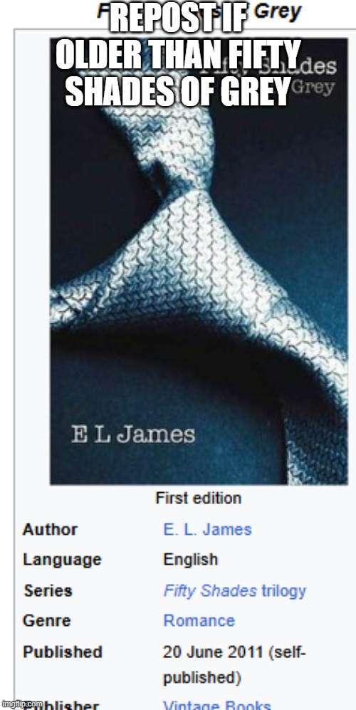 REPOST IF OLDER THAN FIFTY SHADES OF GREY | made w/ Imgflip meme maker