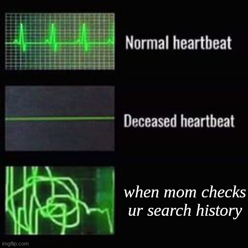 heartbeat rate | when mom checks ur search history | image tagged in heartbeat rate | made w/ Imgflip meme maker