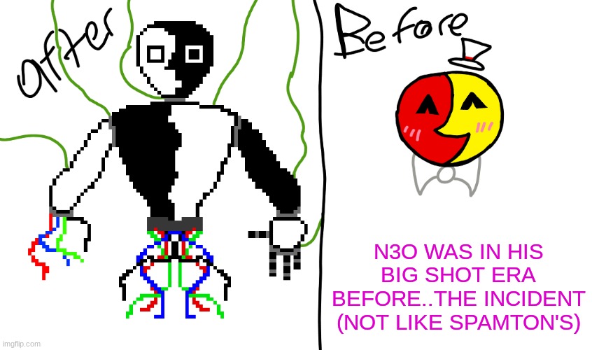 N3O WAS IN HIS BIG SHOT ERA BEFORE..THE INCIDENT (NOT LIKE SPAMTON'S) | made w/ Imgflip meme maker