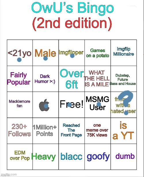 OwU’s bingo | image tagged in owu s bingo | made w/ Imgflip meme maker
