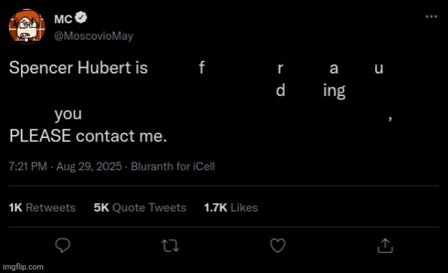 Edited MC post from Bluranth | image tagged in mc,moscovio may,bluranth | made w/ Imgflip meme maker