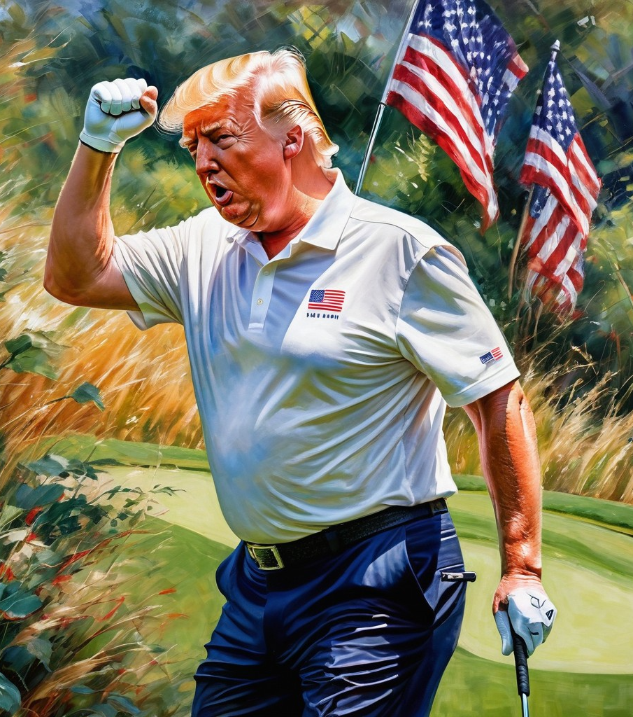 Trump Golf NFT American flag Blank Meme Template