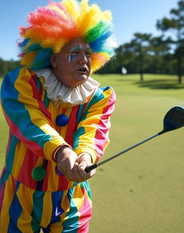 Trump golfing clown suit hair funny Blank Meme Template