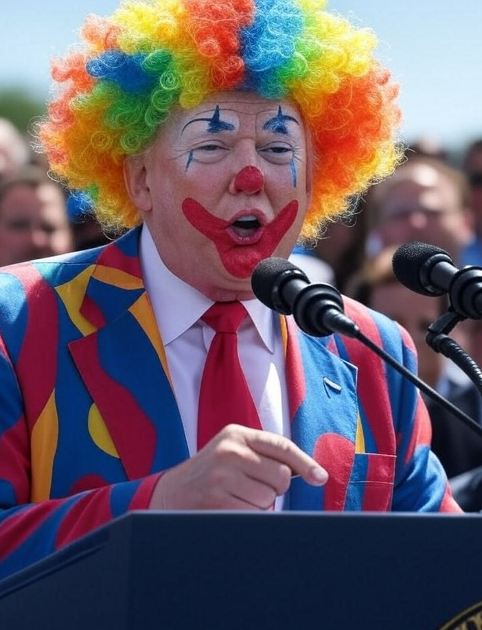 Donald Trump clown suit speaking Blank Meme Template