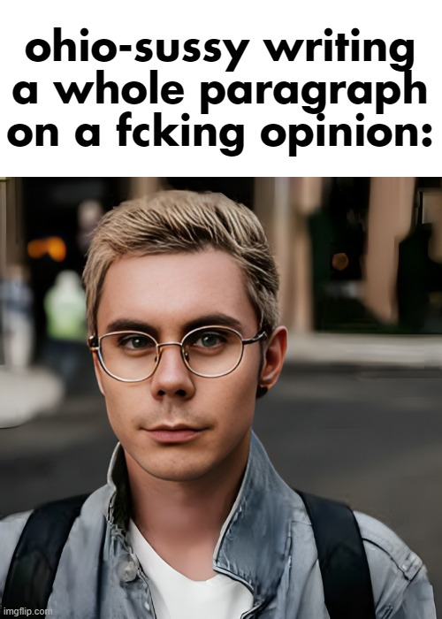ohio-sussy writing a whole paragraph on a fcking opinion: | made w/ Imgflip meme maker