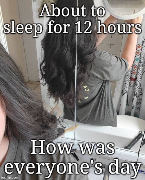 About to sleep for 12 hours; How was everyone's day | made w/ Imgflip meme maker