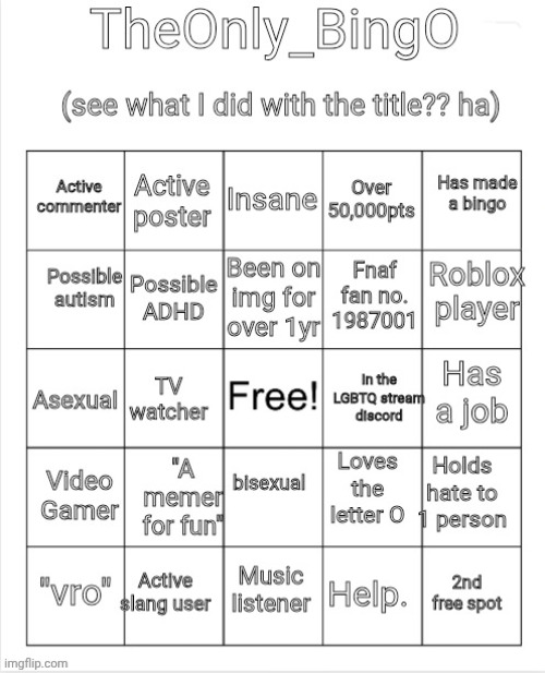 I made a a bingo if anyone wants to try it | image tagged in o's bubububingooo,bingo | made w/ Imgflip meme maker
