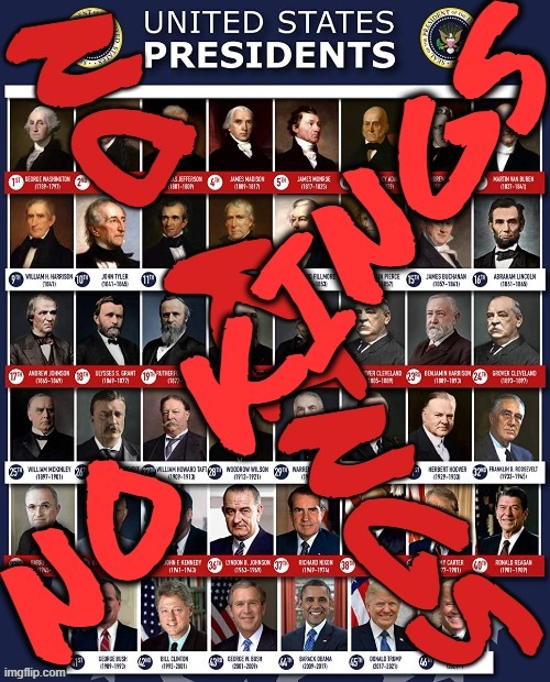 NO KINGS | image tagged in no kings,president of the united states,twenty second amendment,amendment xxii,constitution,term limits | made w/ Imgflip meme maker