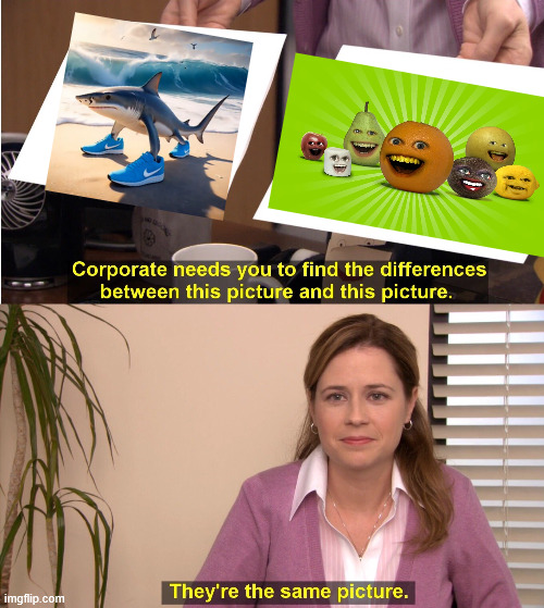 I realized that gen alpha brainrot is no different from gen z brainrot, so i embraced it | image tagged in memes,they're the same picture,annoying orange,italian brainrot,brainrot | made w/ Imgflip meme maker